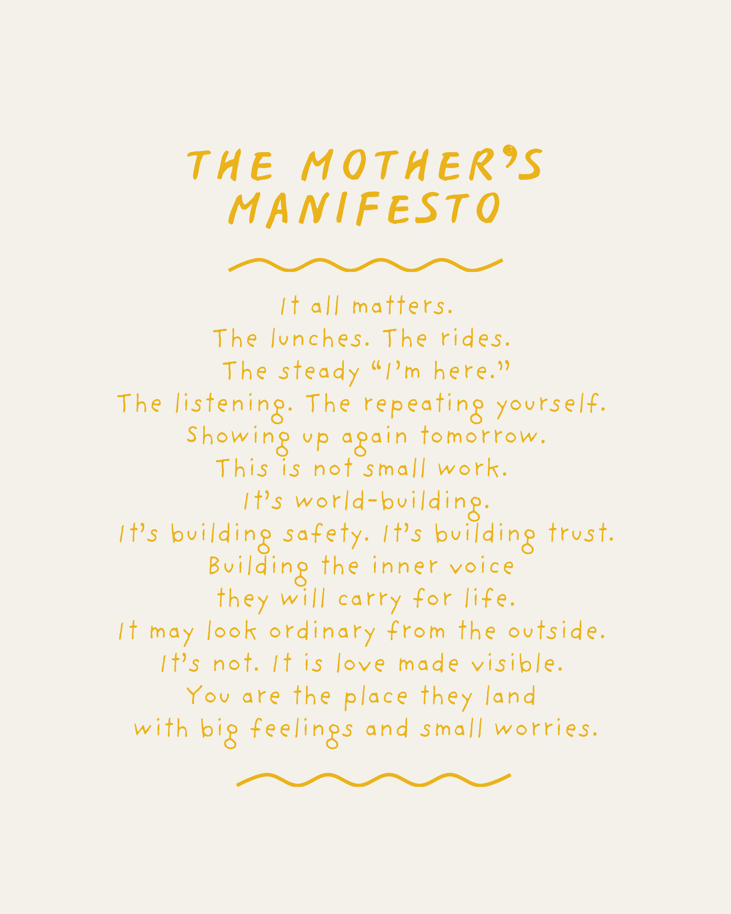 The Mother's Mini Manifesto A6 Postcard Size (unframed)