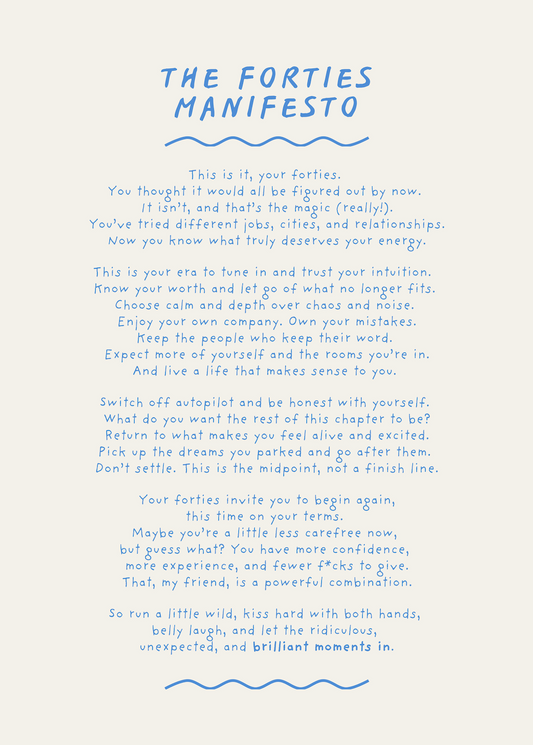 The Forties Manifesto (A6 postcard print, unframed)