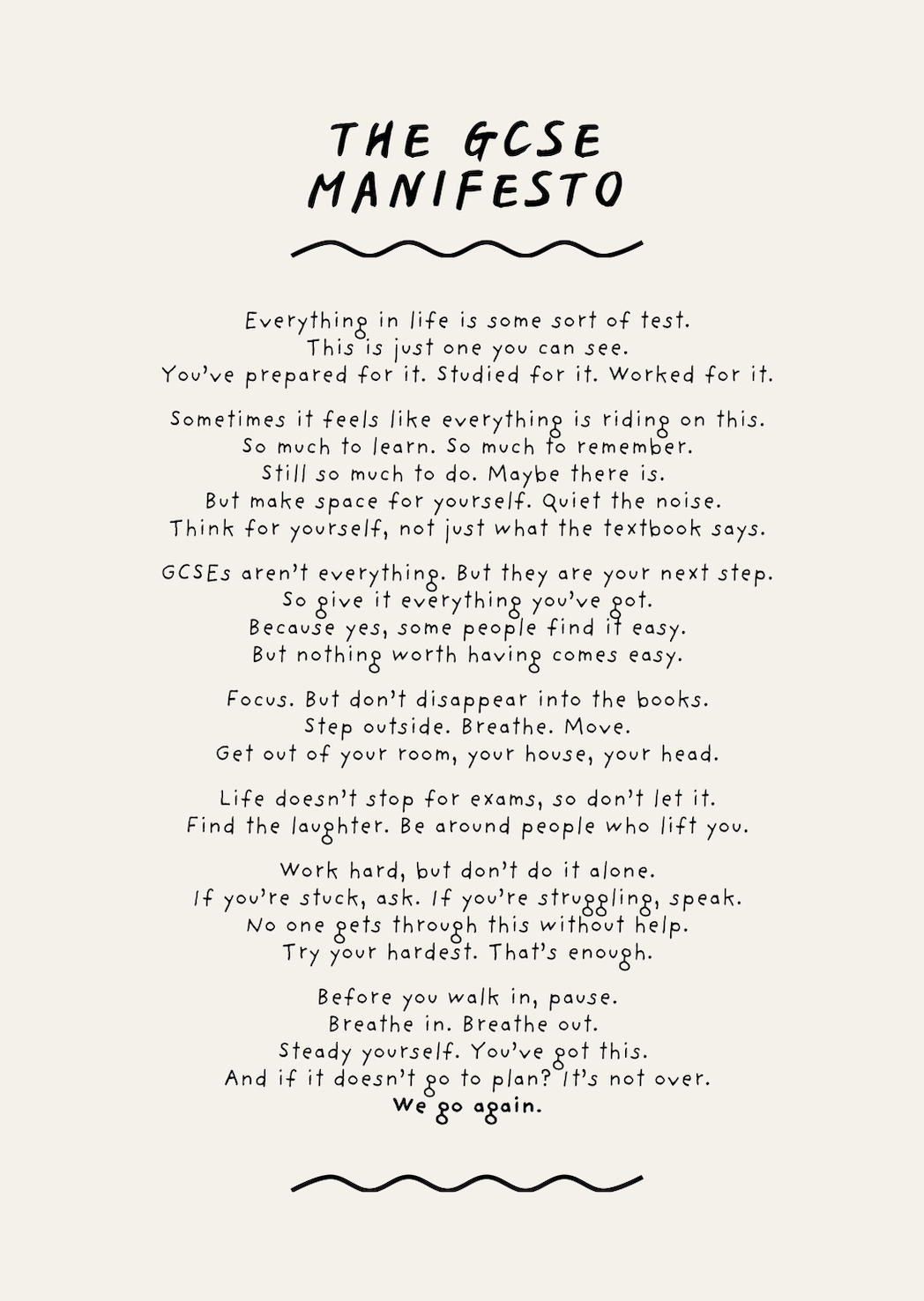GSCE manifesto good luck exam card (A6)