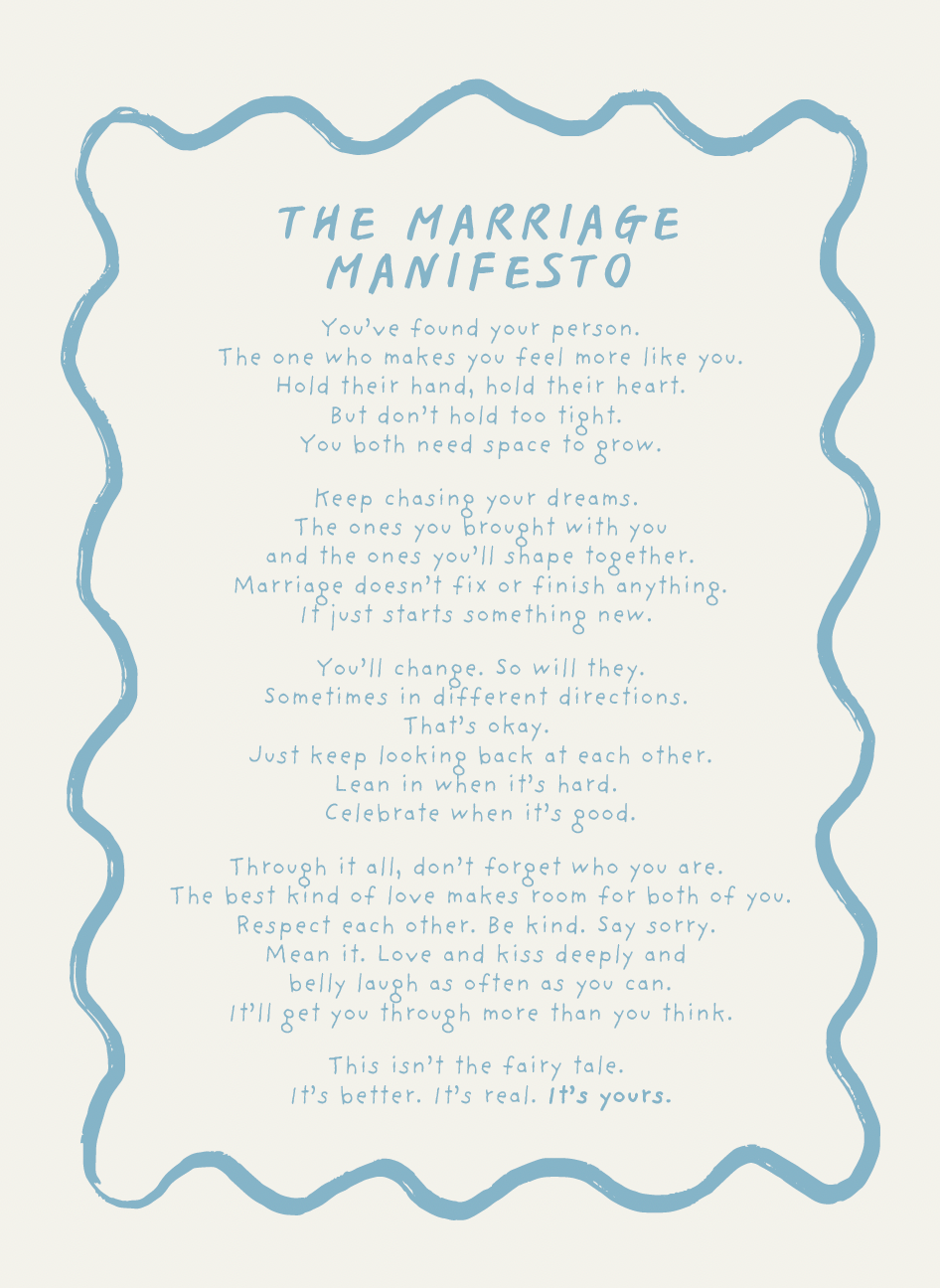 Marriage manifesto card