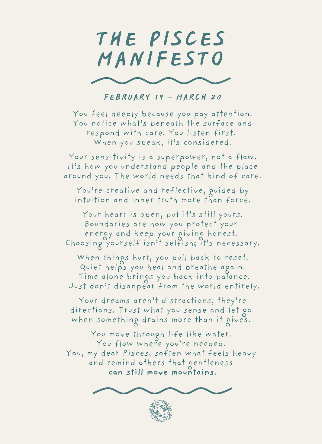 Pisces Manifesto Astrology Print (unframed)