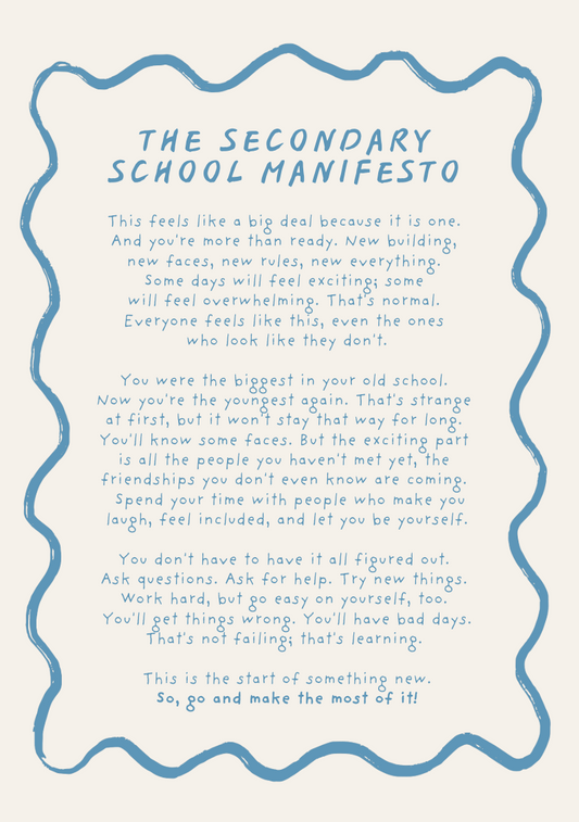 New School, Starting Secondary School Manifesto Card