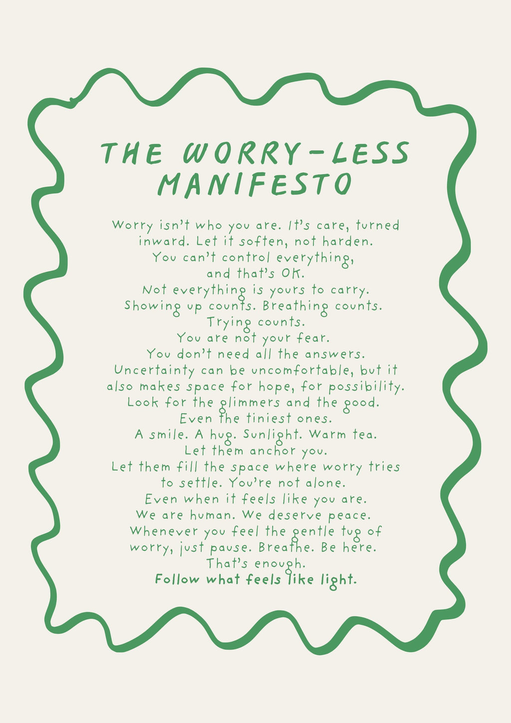 Worry-Less Manifesto Postcard Print (A6)