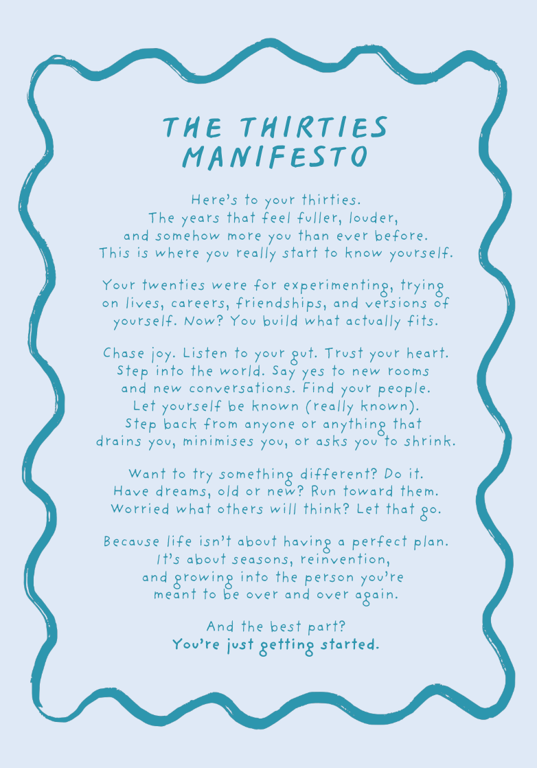 Thirties Manifesto card, 30th birthday card