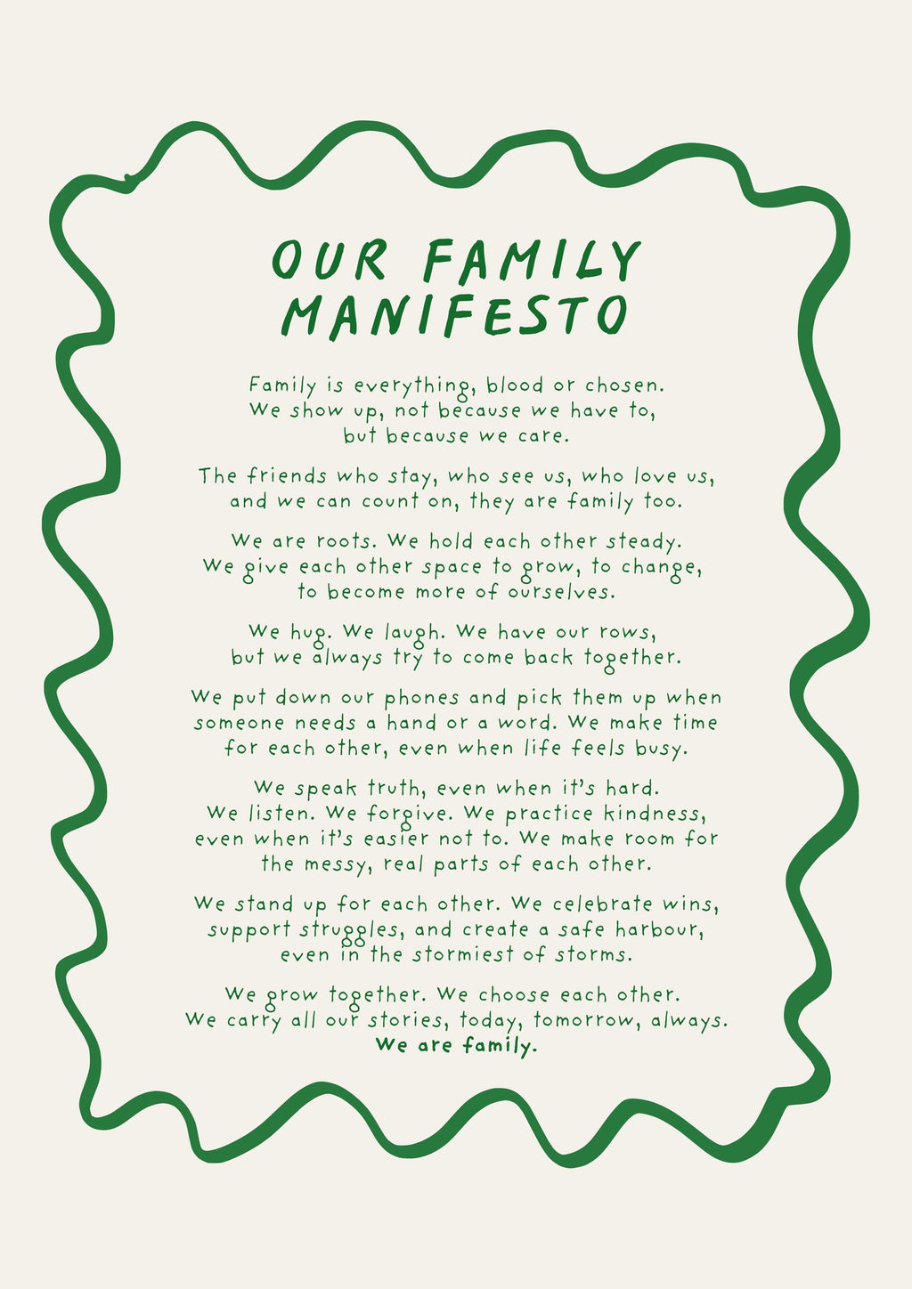 Family Manifesto Postcard Print (A6)
