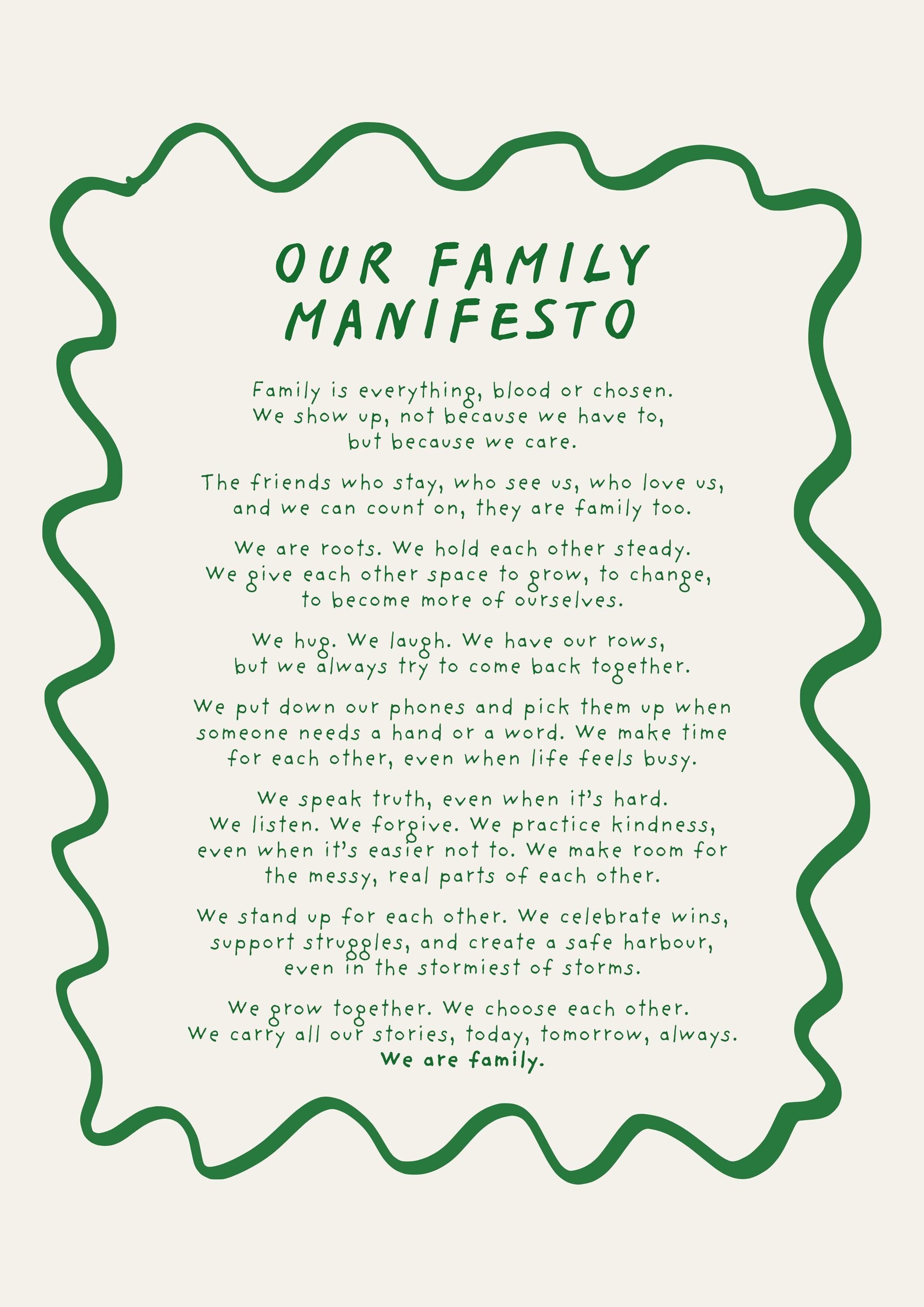 Family Manifesto Postcard Print (A6)