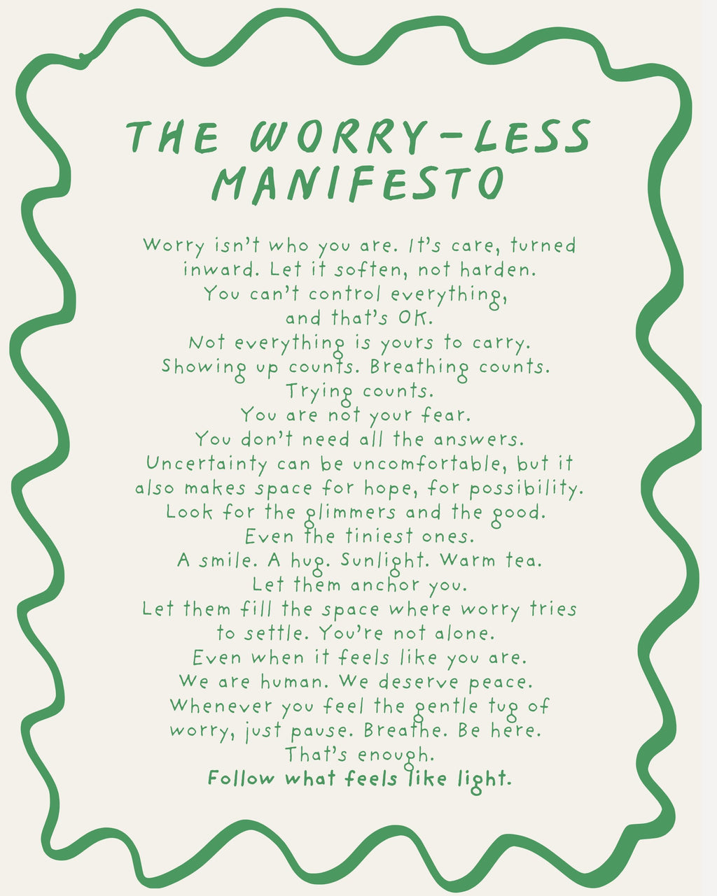 Worry-Less Manifesto giclée print