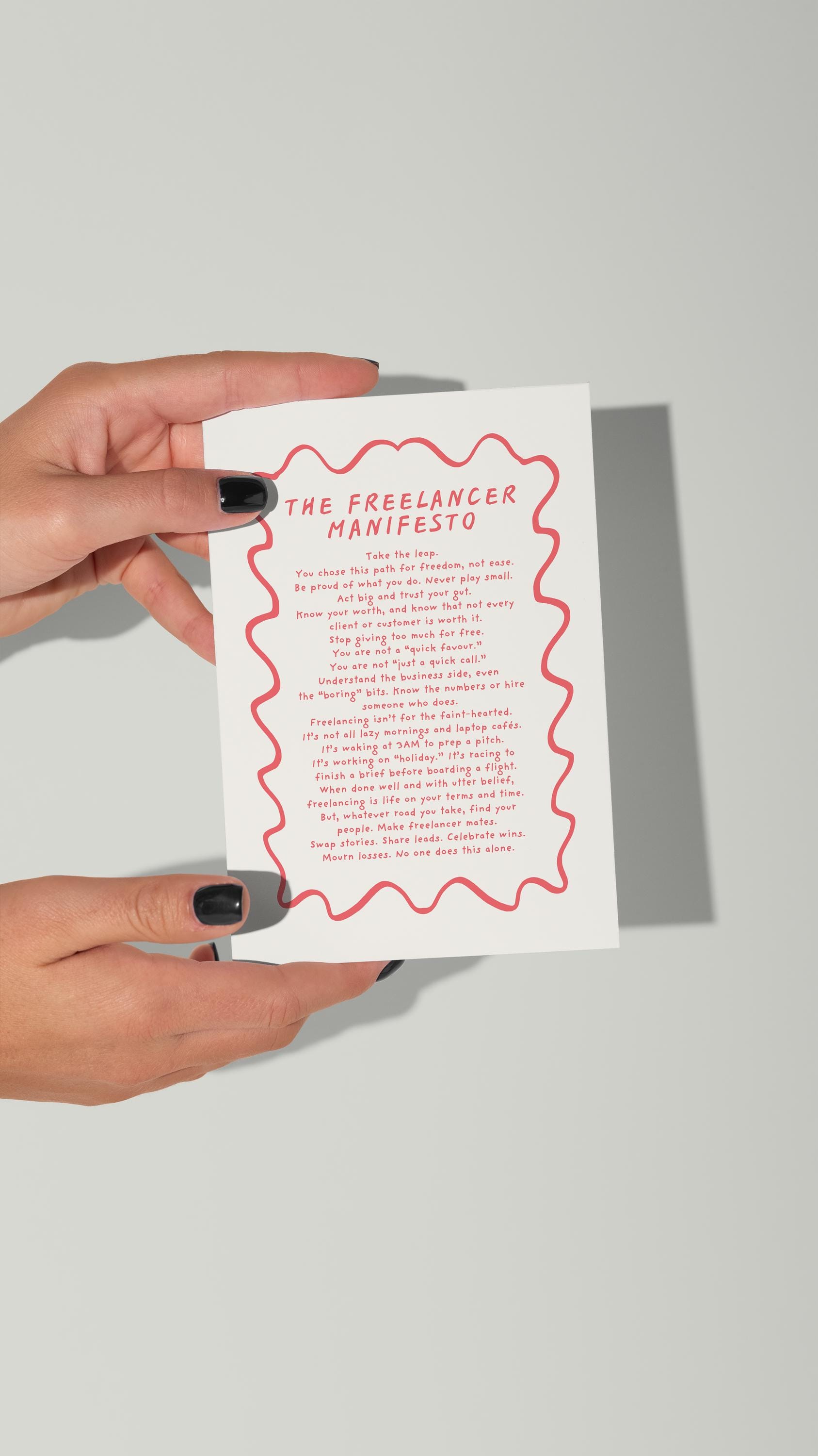 The Freelancer Manifesto: Postcard Print (A6 unframed)