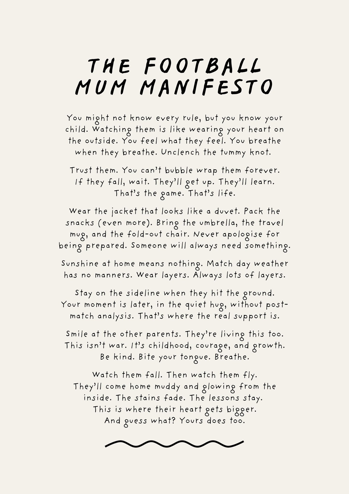 Football Mum Manifesto Print (unframed)