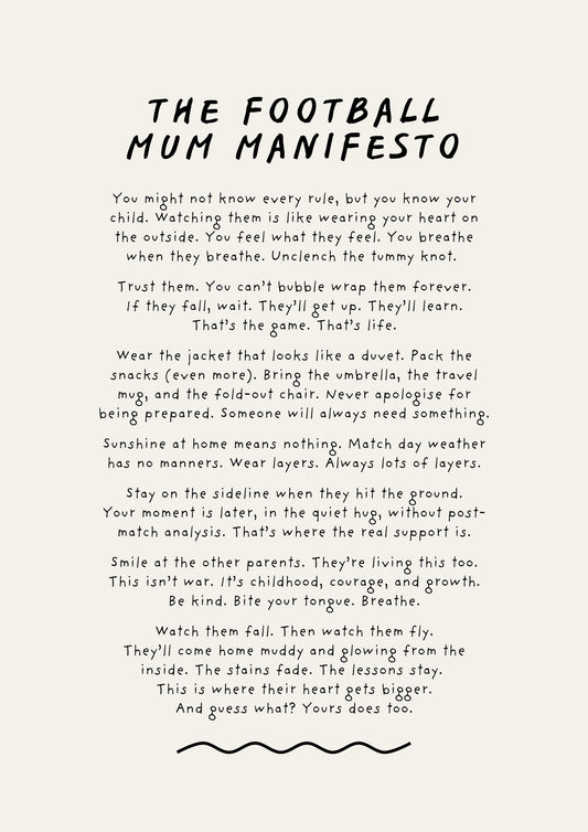 Football Mum Manifesto Print (unframed)