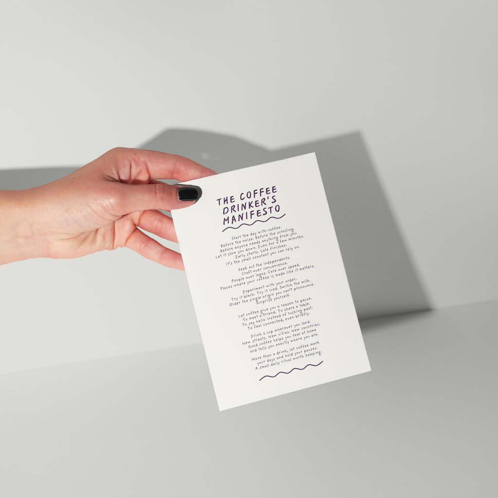 The Coffee Drinker's Manifesto Postcard Print (A6)