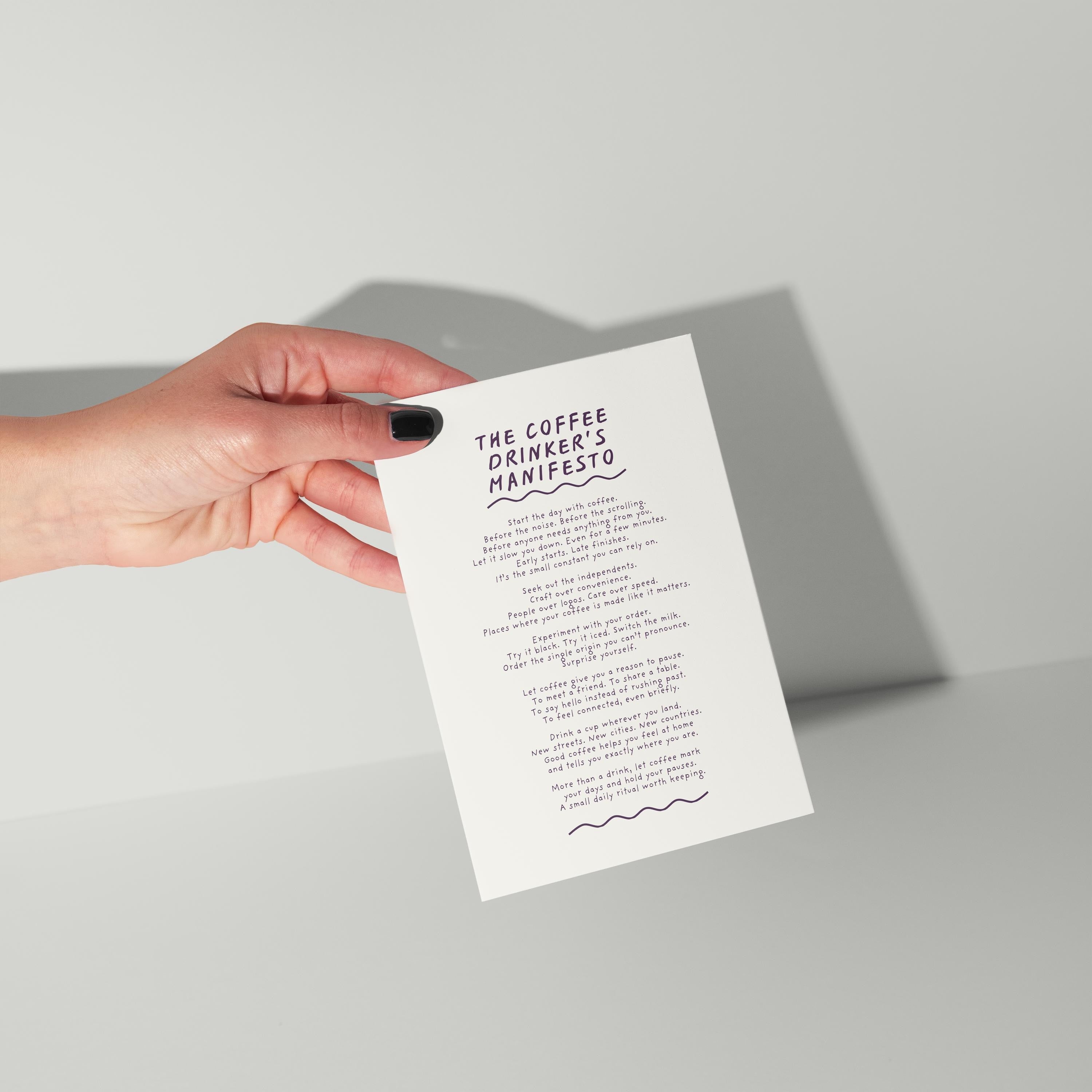 The Coffee Drinker's Manifesto Postcard Print (A6)