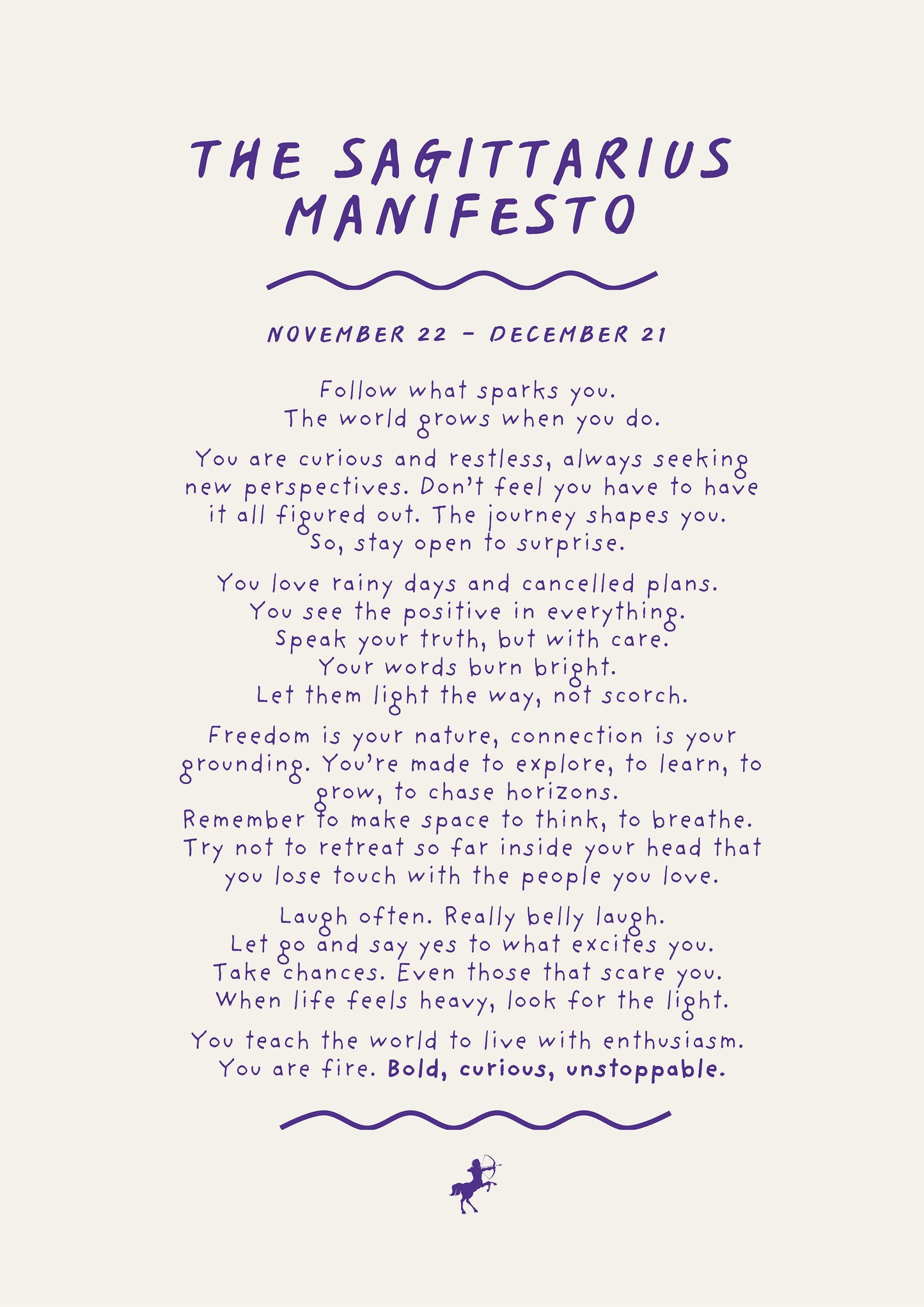 Sagittarius Manifesto Astrology Print (Unframed)