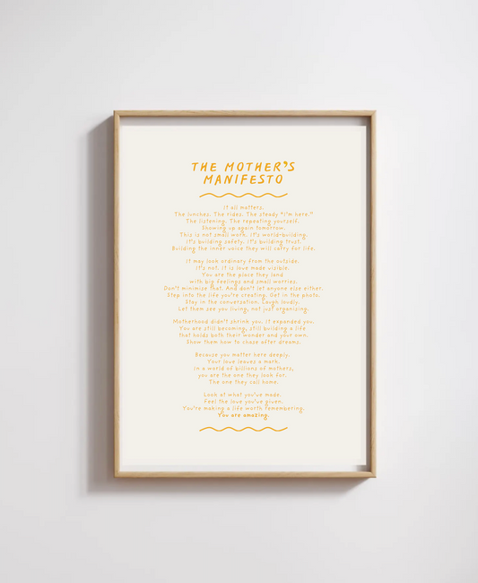 The Mother's Mini Manifesto A6 Postcard Size (unframed)
