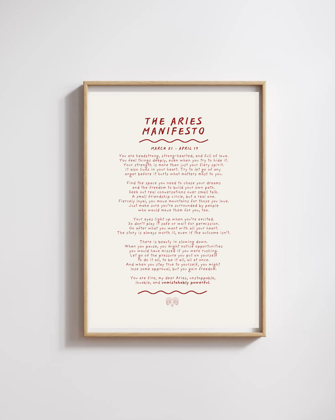Aries Manifesto Astrology Print (Unframed)