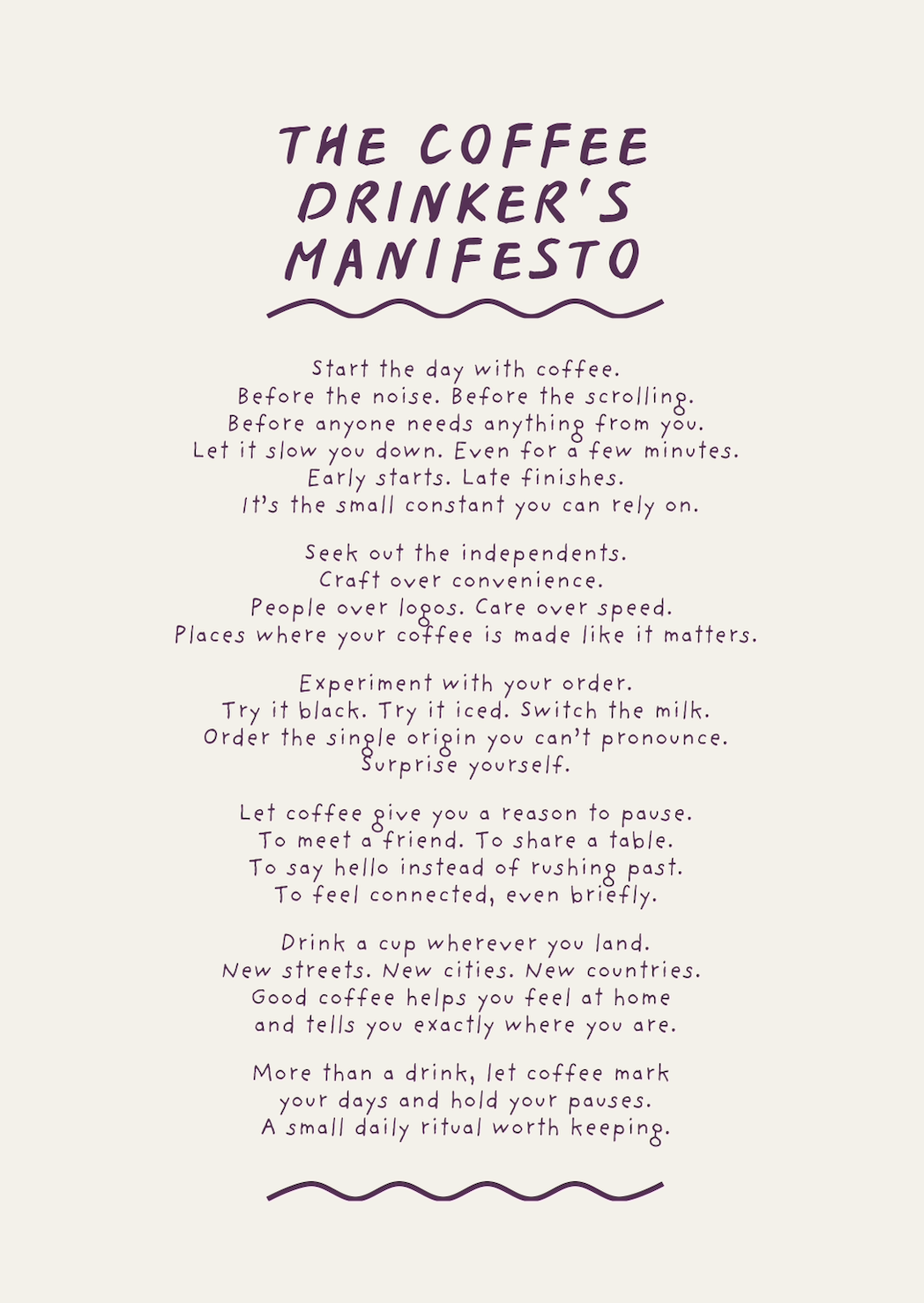 The Coffee Drinker's Manifesto Print (unframed)