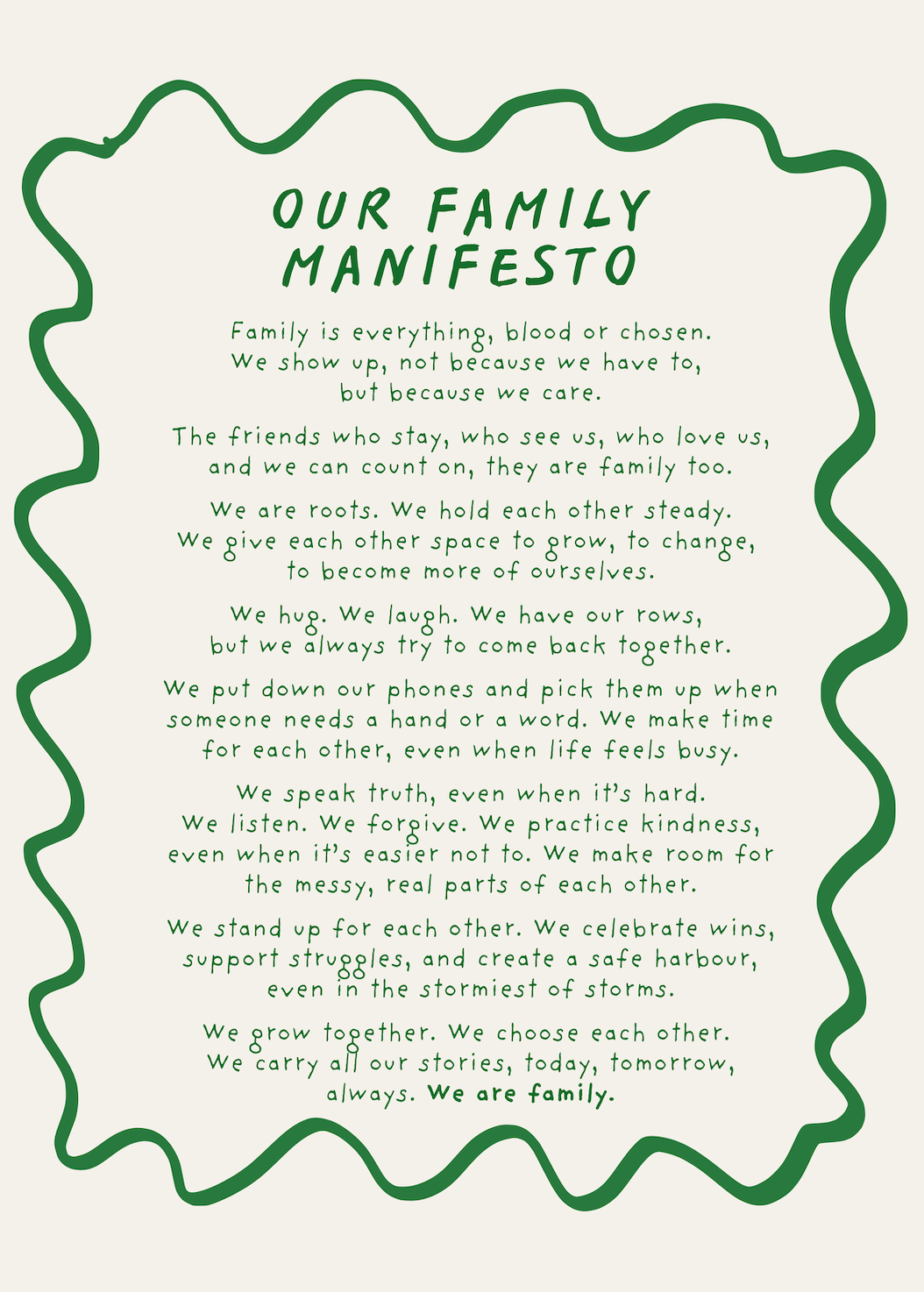 Our Family Manifesto print (unframed)