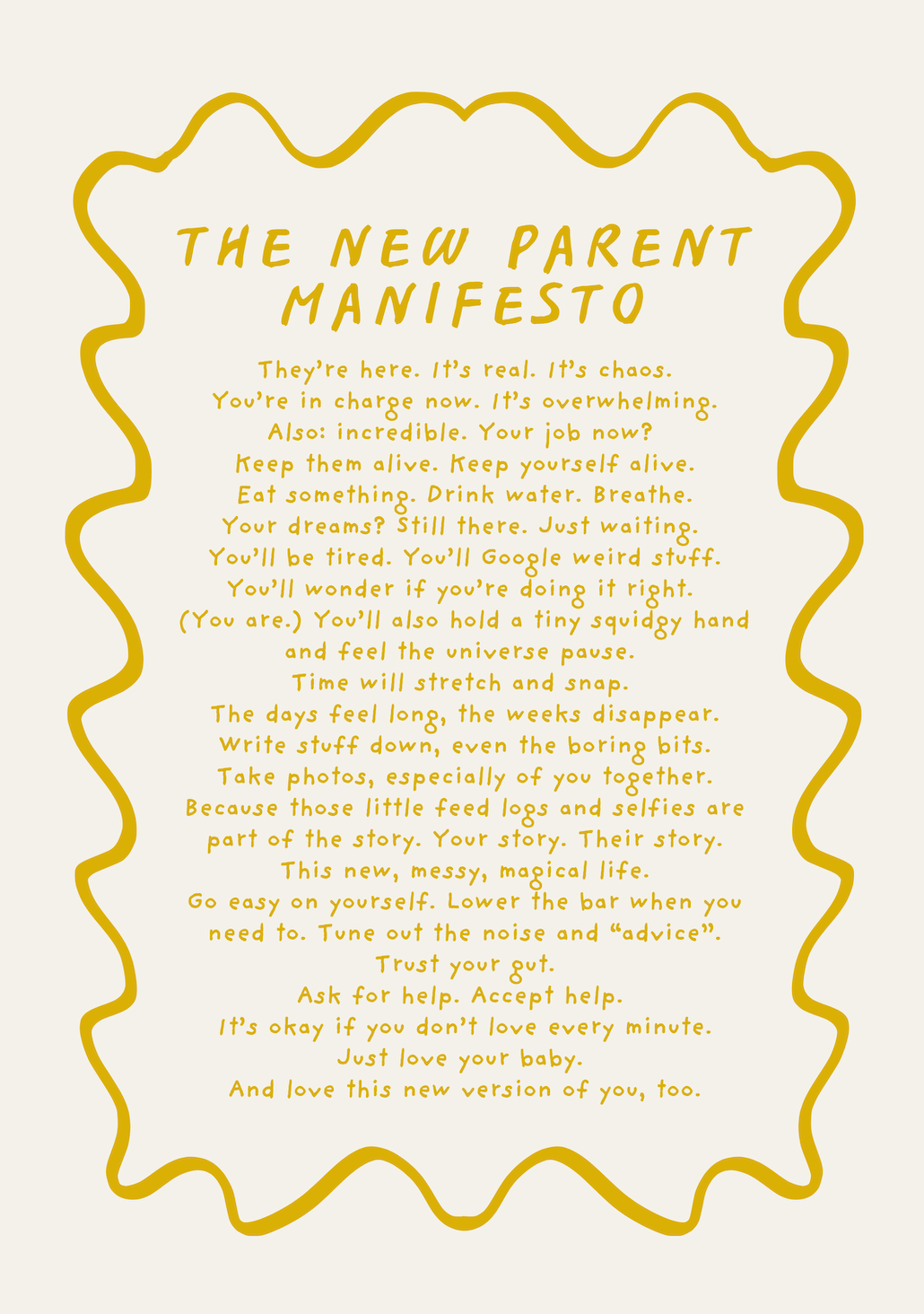 New Parent Manifesto Print (Unframed)