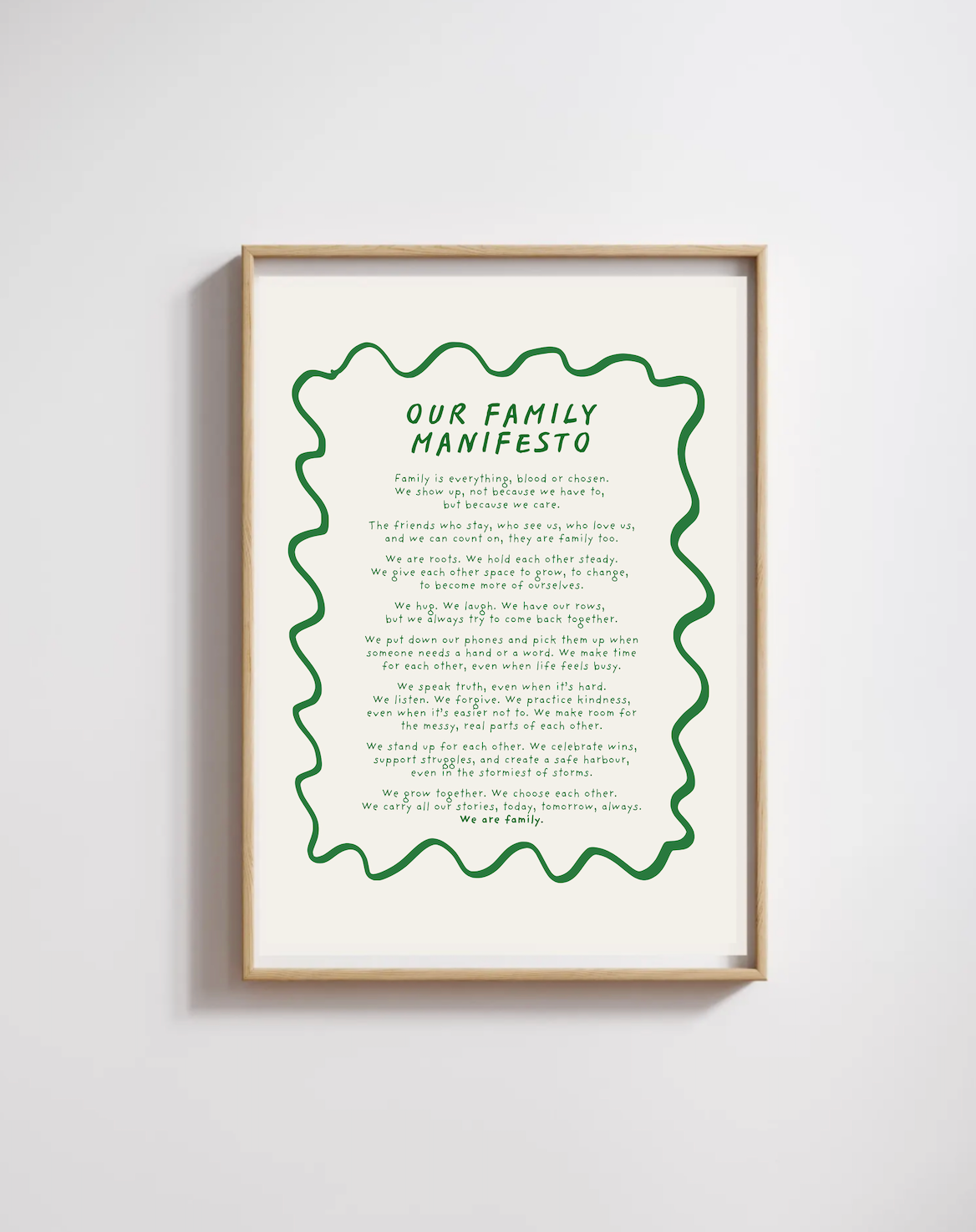Our Family Manifesto print (unframed)