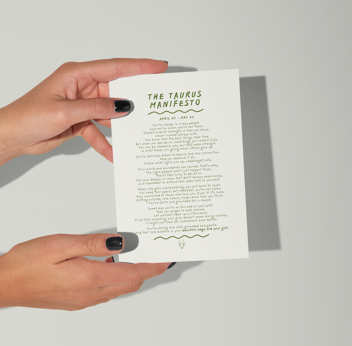 Taurus Manifesto Astrology Print (unframed)