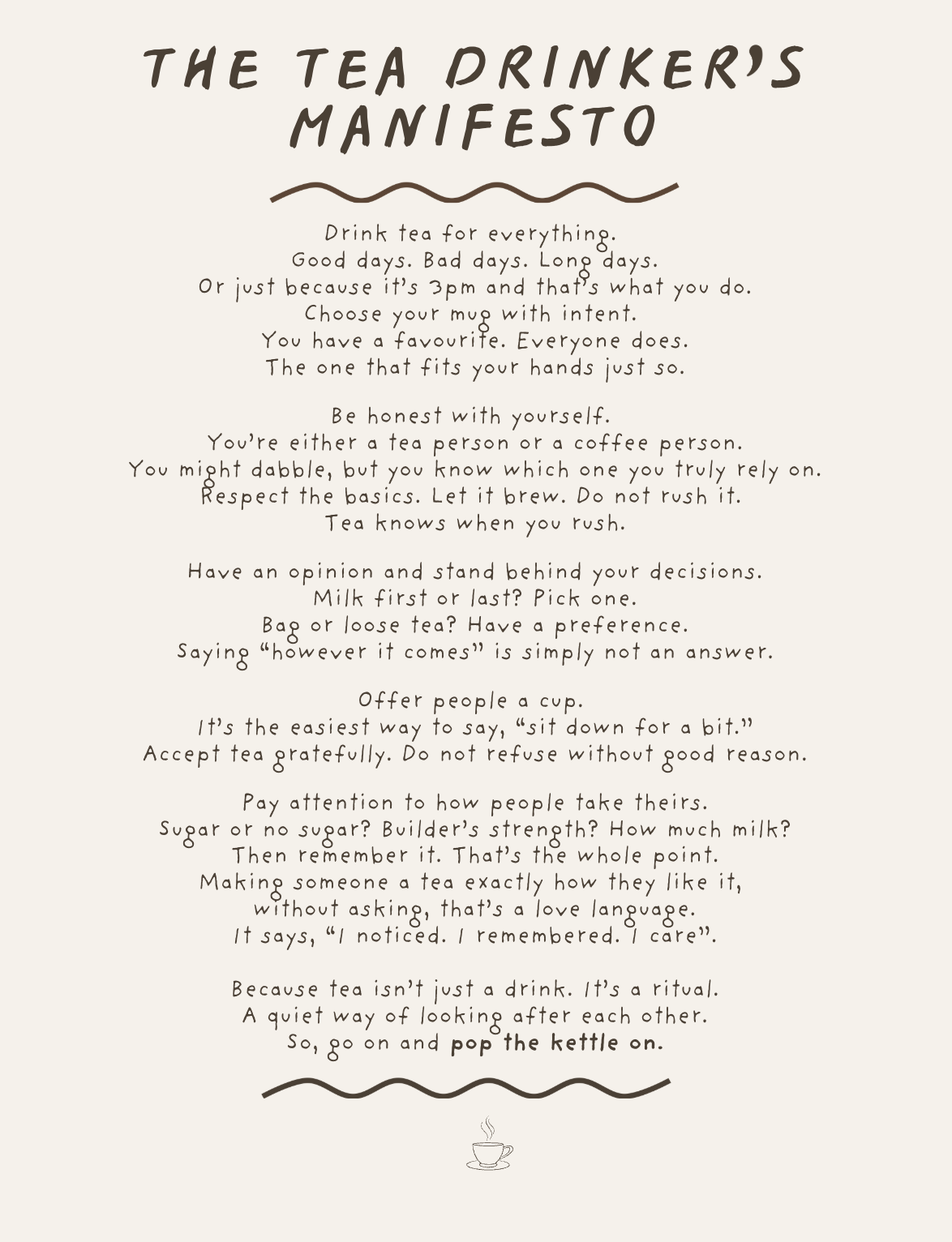 The Tea Drinker's Manifesto