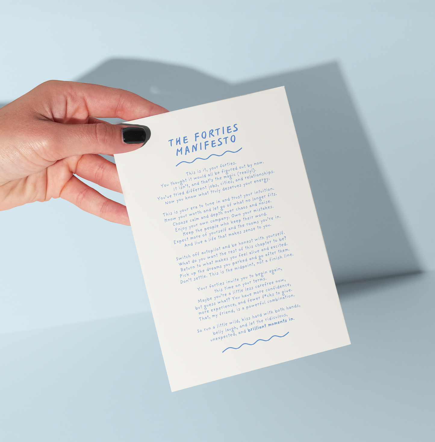 The Forties Manifesto (A6 postcard print, unframed)
