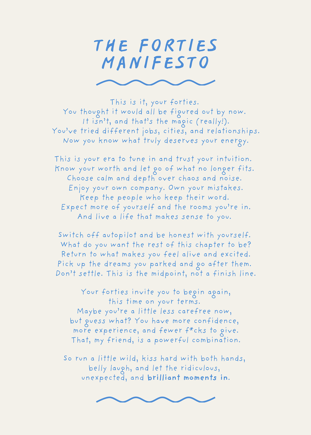 The Forties Manifesto (A6 postcard print, unframed)