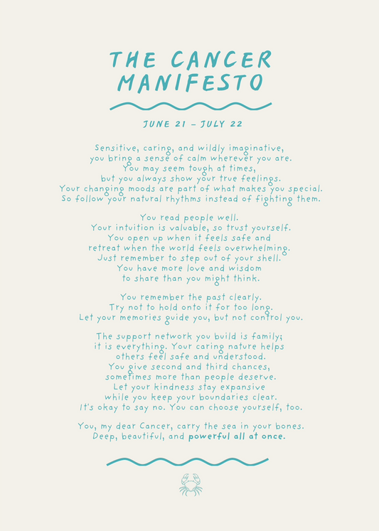 Cancer Manifesto Astrology Print (unframed)
