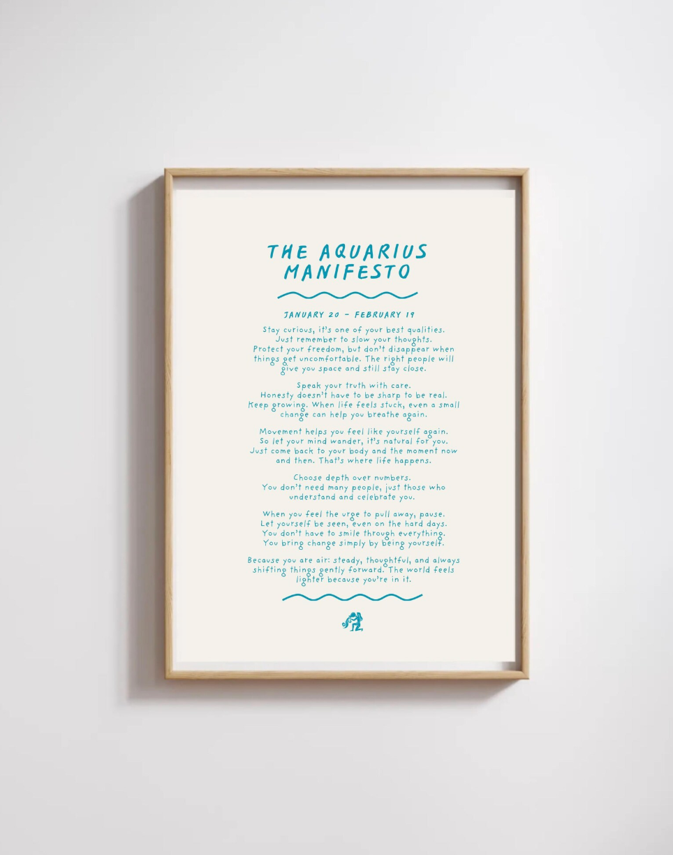 Aquarius Manifesto Astrology Print (unframed)