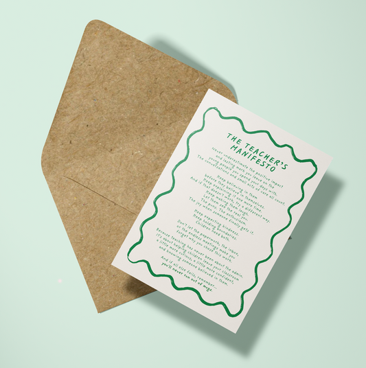 Teacher's manifesto card