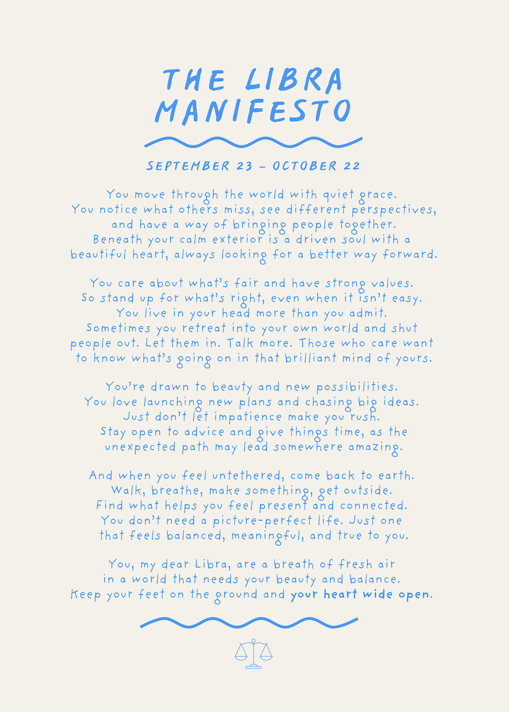 Libra Manifesto Astrology Print (unframed)