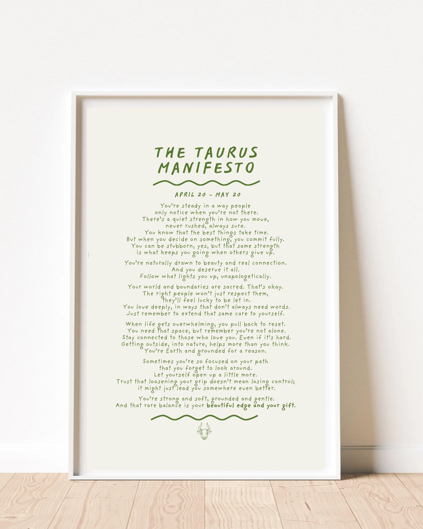 Taurus Manifesto Astrology Print (unframed)