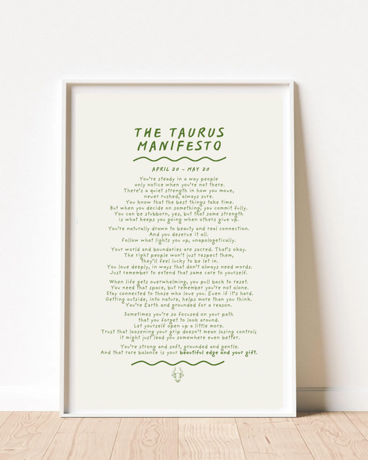 Taurus Manifesto Astrology Print (unframed)