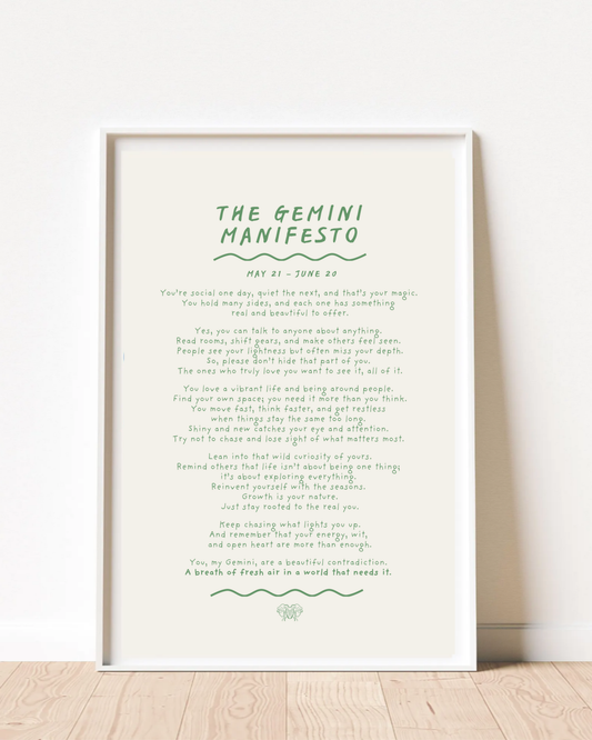 Gemini Manifesto Astrology Print (unframed)