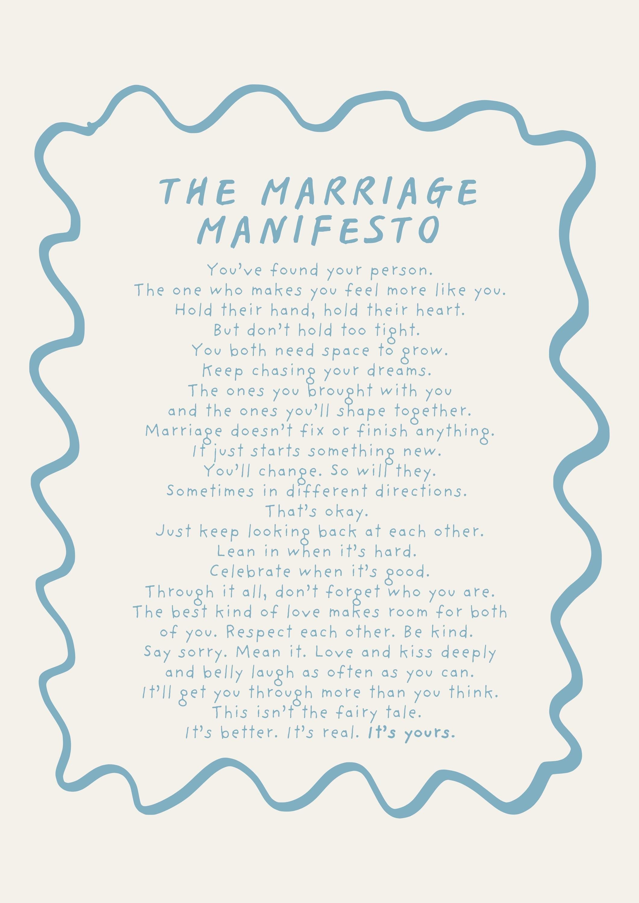 Marriage Manifesto Postcard Print (A6)