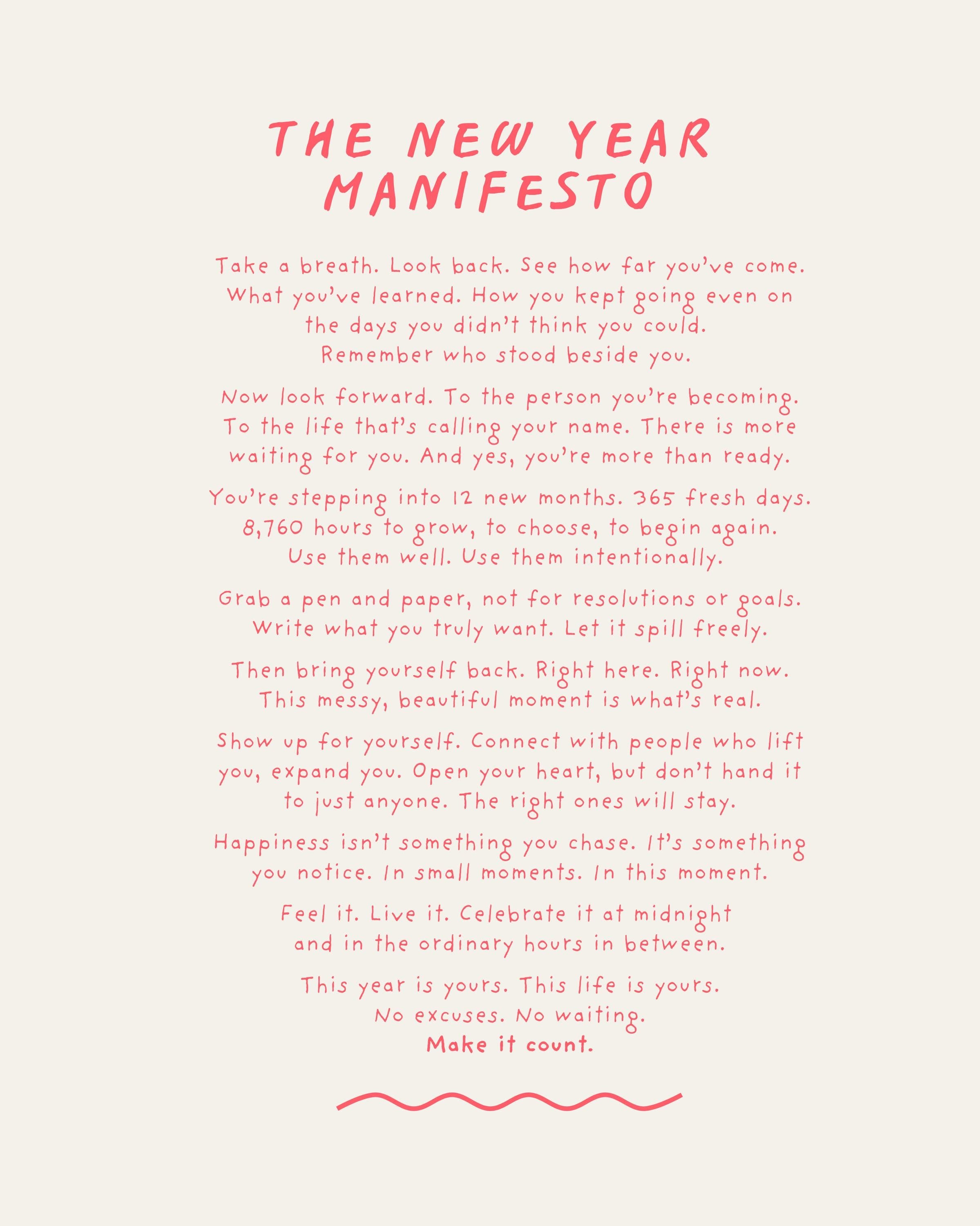 New Year Manifesto Postcard Print (A6 Unframed)
