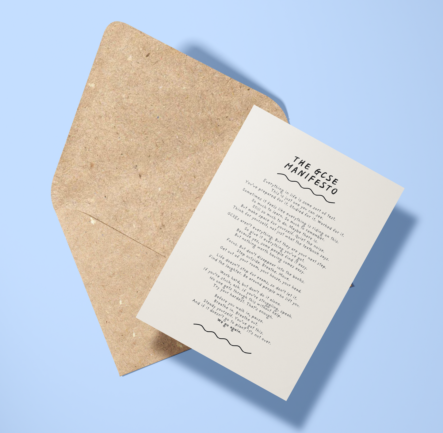 GSCE manifesto good luck exam card (A6)