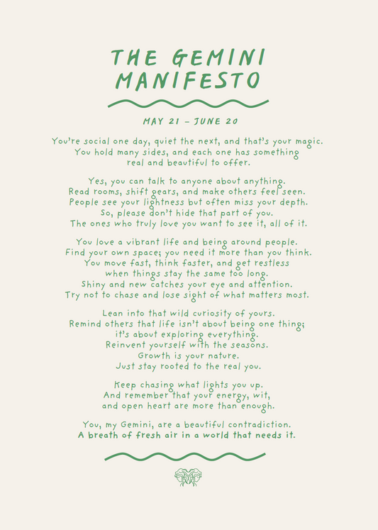 Gemini Manifesto Astrology Print (unframed)