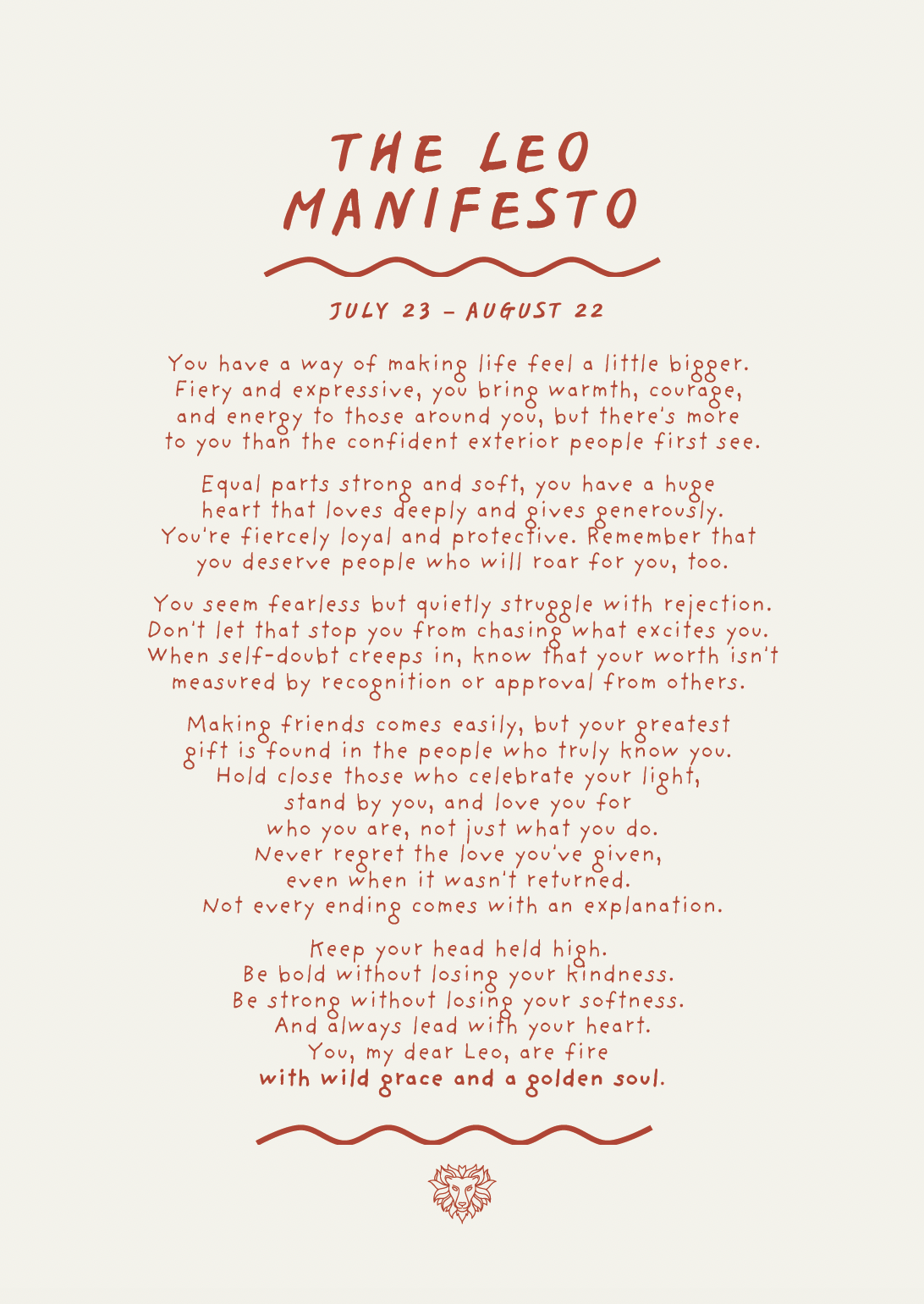 Leo Manifesto Astrology Print (unframed)
