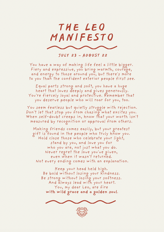 Leo Manifesto Astrology Print (unframed)