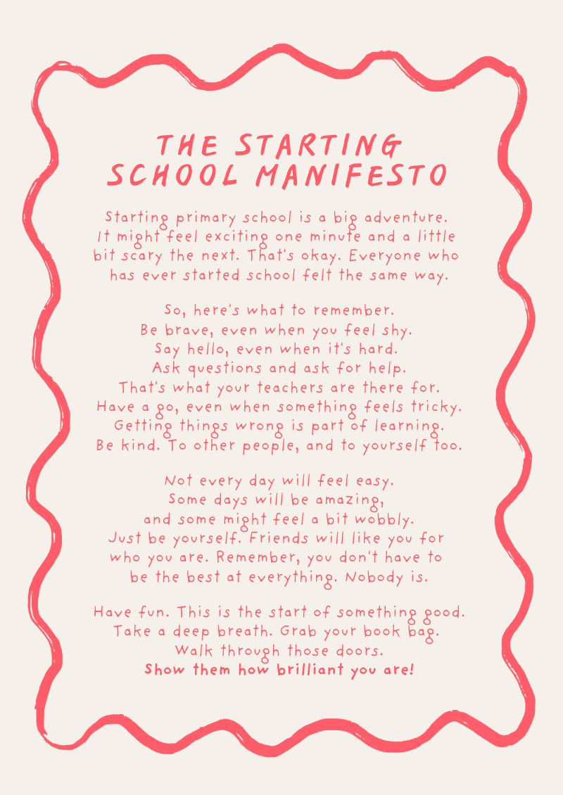 New School, Starting Primary School Manifesto Card